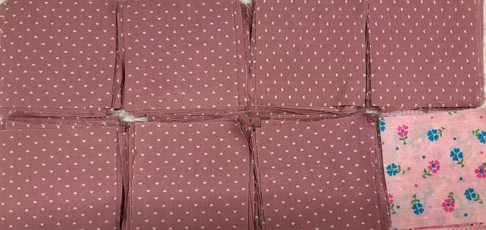 3 1/2″ x 3 1/2″ SQUARES – PACK #1 – PINK MIXED QUILTING COTTON SQUARES- 166 PCS