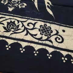 Peacock Floral Batik Fabric Chinese Indigo Cotton Y2K from Shanghai Museum 57×35