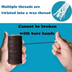HILELIFE 568 Yards 2 PCS 150D 0.8mm Waxed Thread for Leather Sewing, brown