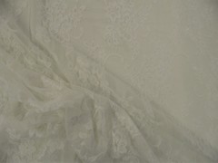 Stretch Lace Apparel Fabric Sheer Off White Metallic Floral OO34
