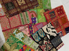 Vintage Embroidered Sari Scraps Bohemian Decorative Swatches Junk Journal Scraps