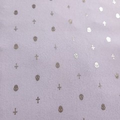 White Metallic Gold Skull Cross Chiffon Fabric 58″ Semi Sheer By The Yard
