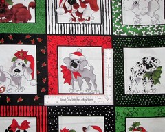 Christmas Dogs Dog Fabric 23″ X44″ Panel Loralie Harris for QT Retired & Rare