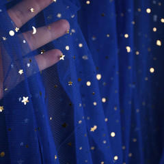 54″ X 8 Yards Glitter Tulle Fabric Rolls Golden Stars and Moon Tulle