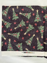 Christmas Trees Night Sky Cotton Fabric Holiday 2+ Yards Black Green