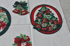36″ x 44″, Vintage, Red & Green on White Christmas Craft Panel, Wamsutta, P8763