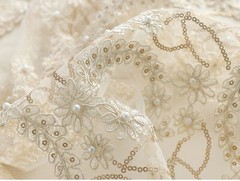 Embroidery Beaded Wedding Dress Lace Fabric Women Clothing Skirts Gown Trim 0.5M