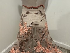Peach Embroidery Sequins Lace Fabric 50” Width Sold By The Yard