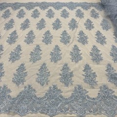 Bridal Sequin Lace Floral Embroidery Polyester Mesh 51 Inch Wide Fabric