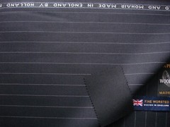 Holland & Sherry 2 PLY WOOL & MOHAIR Dk Navy SUITING FABRIC MADE IN ENGLAND 3.5m