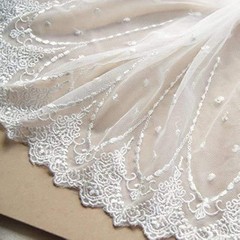2 Yards White Retro Floral Embroidery Lace Trim Lace Fabric for DIY by The Yard