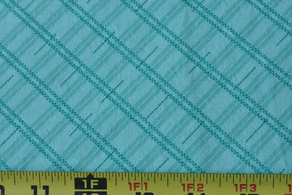 By 1/2 Yd, Vintage, Blue & Green Diagonal Stripes, Fabric Traditions, P7724