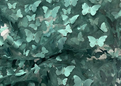 Hunter green Taffeta 3D Butterfly sheer 58″ Wide Bridal gown fabric by the yard