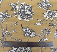 Braemore Design Screen Printed VAT Colors Floral Golden Caramel Fabric 56″W