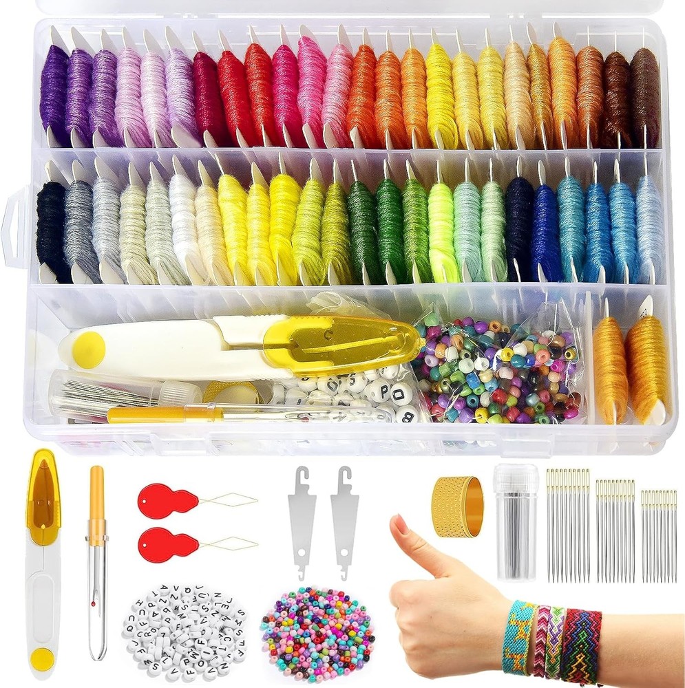 400 + Stück Freundschaftsarmband-Schnur-Set, String-Armband-Bastel-Set mit…