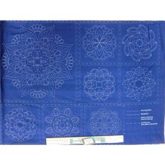 Patchwork Quilting Sewing Fabric Sashiko Mandala Navy Panel 50x110cm