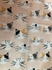 1 Yard Cut Paintbrush Studio Fabrics Cat Print Fabric, Pink White Black