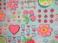 FLOWERS AND FRUITS GIRLY Allover BLUE Cotton CRINKLED Fabrics SBTY x 44″