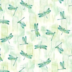 Northcott – Luscious – Dragonflies – Pale Green, Fabric by the Yard