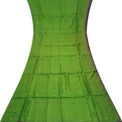 Vintage Green 100% Pure Silk Handwoven Sari Remnant 5YD Craft Fabric Silk Scrap