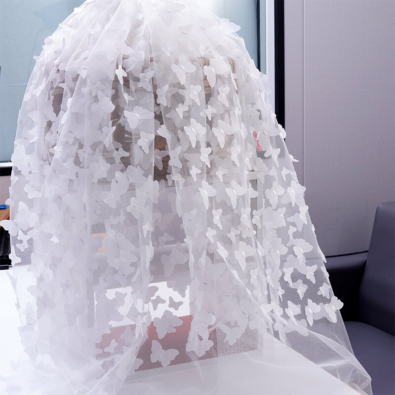 3D Butterfly Mesh Tulle Cloth Gradient Organza Wedding Party Skirt Sewing Fabric