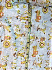 VTG `70`s Novelty Juvenile Farm Print Waffle Single Knit on White 62″x16″