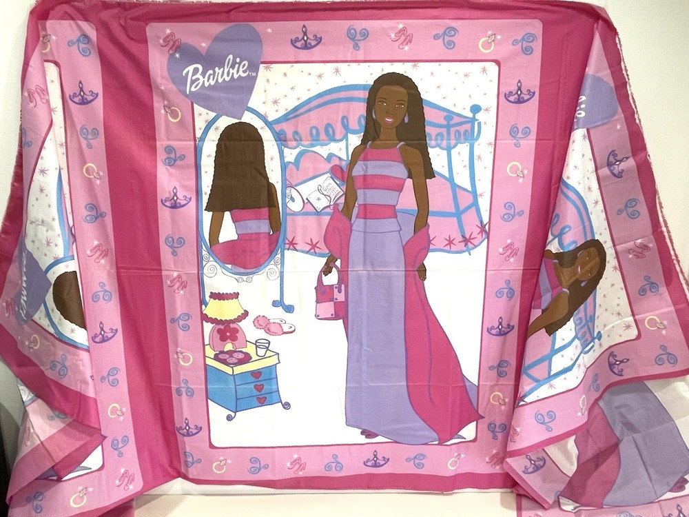 2002 Ethnic Barbie Material Fabric 102 x 45” Sewing 3 Large Uncut Panels B