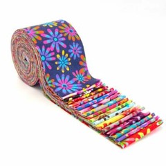 2.5 inch Crazy Daisy Jelly Roll 100% cotton fabric quilting 17 strips –
