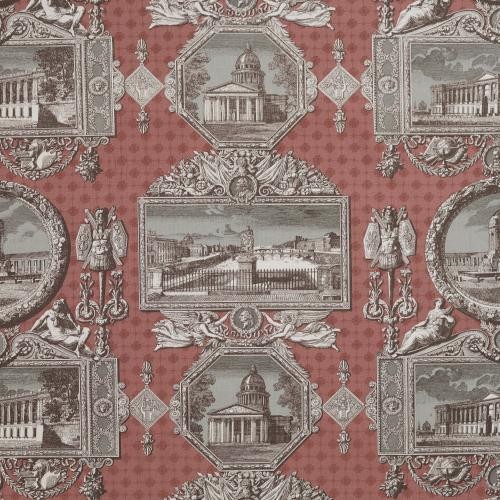 Marvic Textiles Curtain Fabric Les Vues De Paris Mulberry Upholstery Cushion