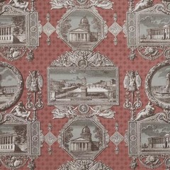 Marvic Textiles Curtain Fabric Les Vues De Paris Mulberry Upholstery Cushion