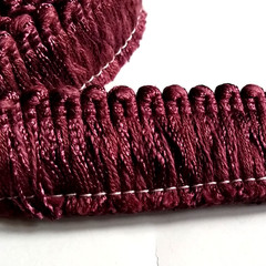BURGUNDY Fringe 1.25″ Bias Thick Fluffy Cut Edging Throw Pillow Trim – 2 Yds