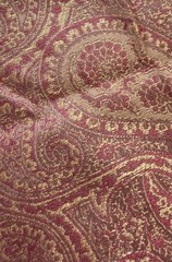 Golden Yellow & Red PAISLEY Deep BOUTIQUE Reversinlble? Fabric 41 X 45