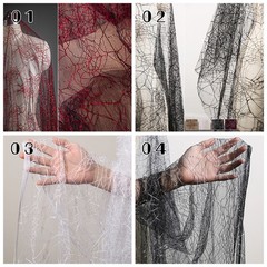50*150cm Thin Transparent Spider Web Mesh Red Texture Fabric DIY Stage Crafts.