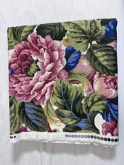 Vintage STANLEY KING STUDIO FLORAL FABRIC 104”x 58” Rose Vibrant Sateen Cotton