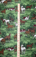 Cranston Horses Foal Barns Stables Ranch Green Quilting Cotton Fabric BTHY #59