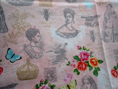 Buttercream For Joann Fabrics Silhouettes of Queen Ladies & Roses Quilt Fabric
