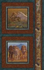 4 Wolf Territorial Trail Pillow Panels Fabric 100% Cotton Wild Wings Springs