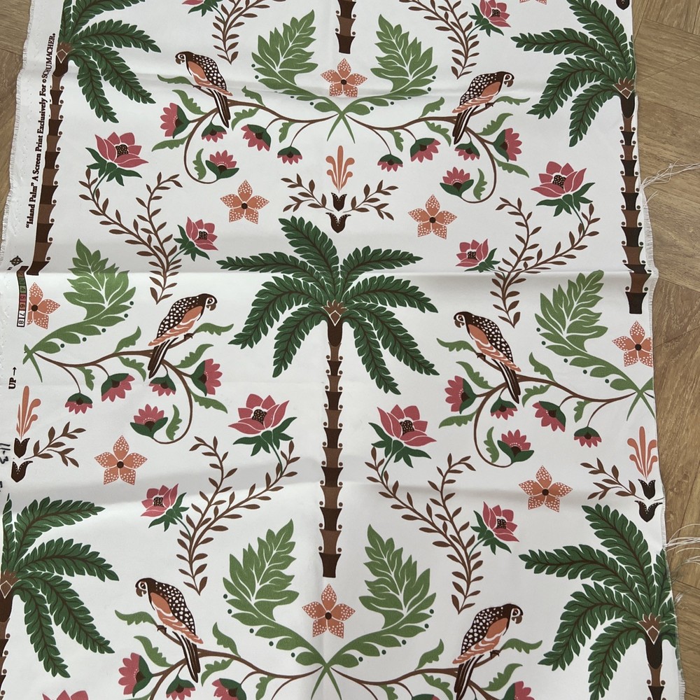 Island Palm Screen Print Multicolored Schumacher Fabric 29×40 inches
