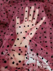 Polka Dot TULLE, Fabric By The Yard Burgundy Tulle Velvet Black Polka-dot