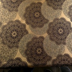 Faux Crochet Drapery Fabric Gold Brown Doily Lace Medallion 60″ Wide By The Yard