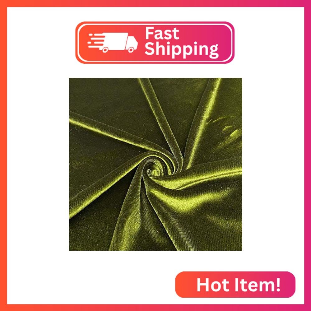 Valentina Textile Inc Stretch Velvet Fabric is 58/60″ inches Wide (1 Yard, Olive