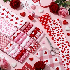 60 PCS Valentine Spring Floral Quilting Cotton Fabric Strips 2.6×40 Inch