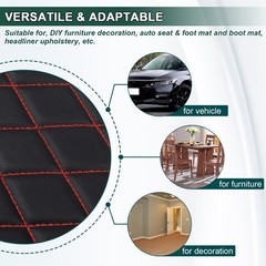 Quilted Leather Fabric w/ Foam Waterproof Car Headliner Upholstery Black Red