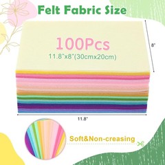 New Tegeme 100 Pcs 8 x 12 Inches Felt Fabric Sheet for Craft Thin Soft 20 Colors