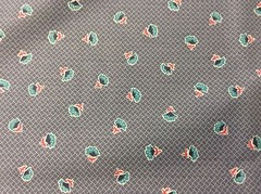 FLOWERS ON BLUE- GRAY BACKGROUND COTTON FABRIC 1 3/8 YARDS