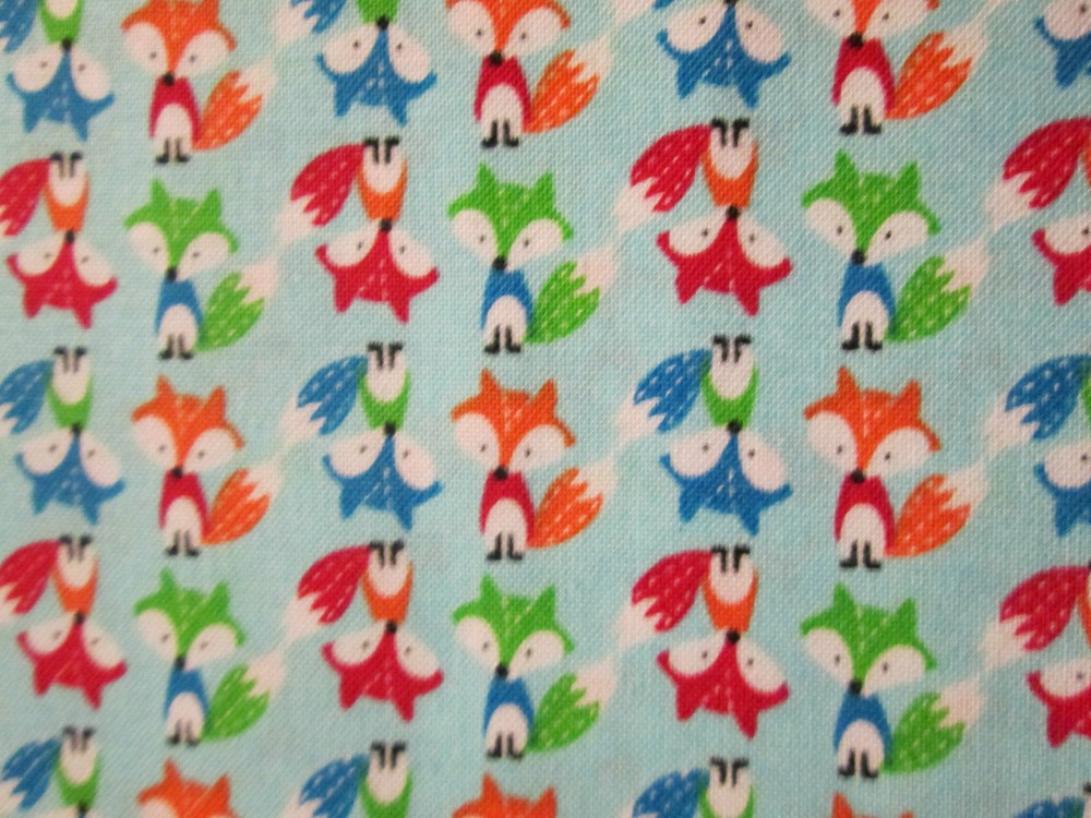 FOX FOXY FOXS COLORS BLUE COTTON FLANNEL FABRIC 21 1/2 Inch