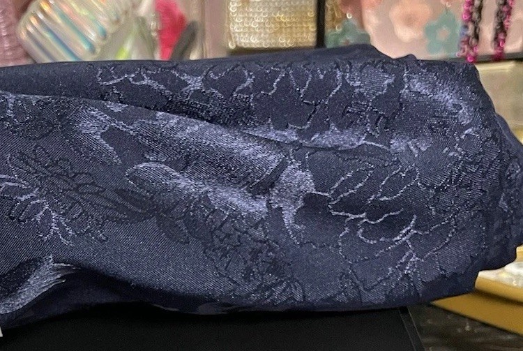36”x57” Satin Jacquard, Navy Blue Floral Fabric Polyester Spandex- JOANN Fabrics