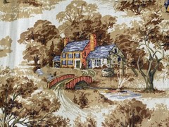 Vintage House N Home Virginia Country Home Fabric Piece Fall Gold Brown 96×28.5”