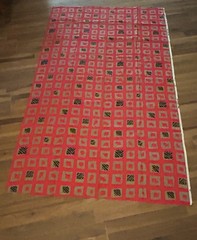 Vintage JBJ Fabrics 2 YDS x 44″ Abstract Red Black Red Black Beige Crafts