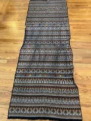 Guatemalan Heavyweight Fabric Handwoven33” X 96” Black Brown Tan Multicolor Embr